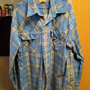Haband Blue and Tan Plaid Shirt